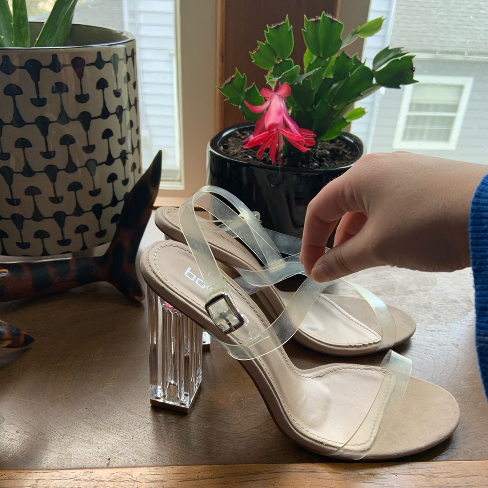 Boohoo Clear Block Heels w/ Original Box